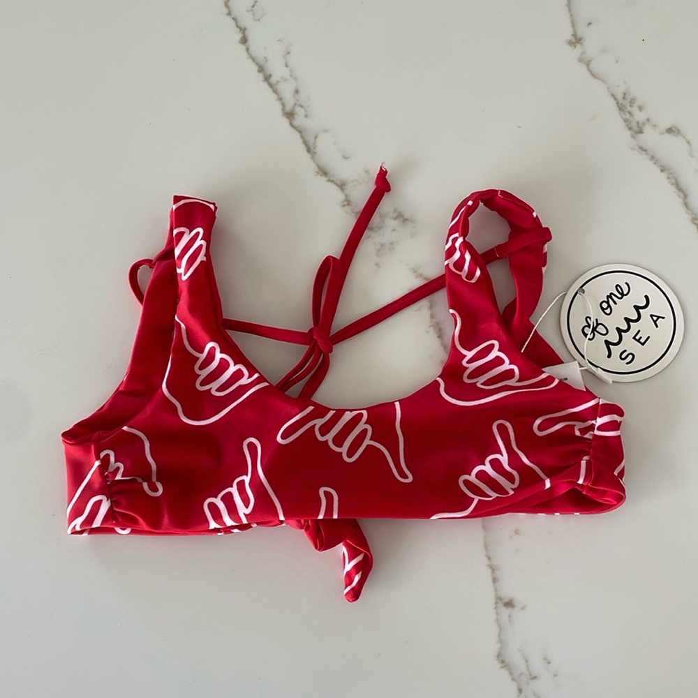 NWT One Sea Girl's Bikini Separates in Red Shaka
